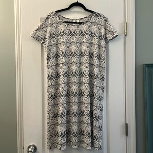TACERA black and white midi shift dress pull on size XL